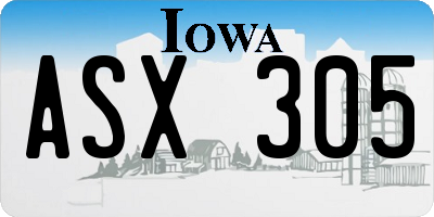 IA license plate ASX305