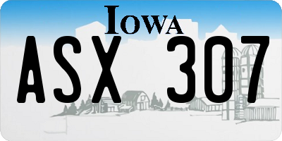 IA license plate ASX307