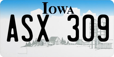 IA license plate ASX309
