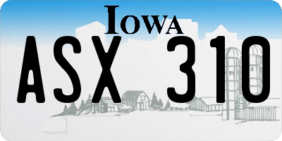 IA license plate ASX310