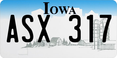 IA license plate ASX317