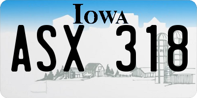 IA license plate ASX318