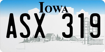 IA license plate ASX319