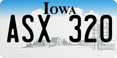 IA license plate ASX320