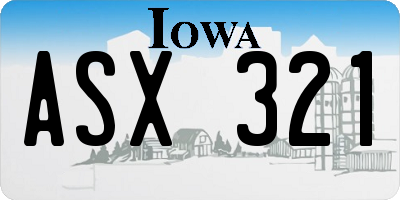 IA license plate ASX321