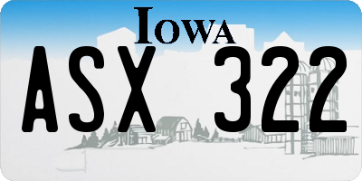 IA license plate ASX322