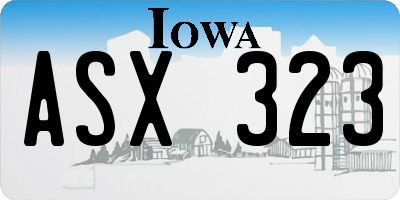IA license plate ASX323