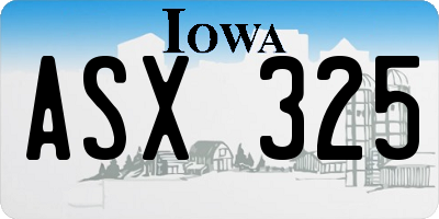 IA license plate ASX325