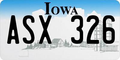IA license plate ASX326