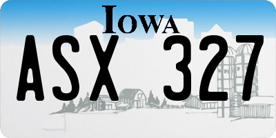 IA license plate ASX327