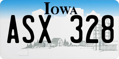 IA license plate ASX328