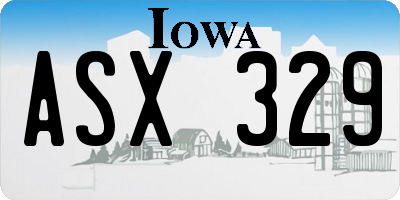 IA license plate ASX329