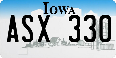 IA license plate ASX330