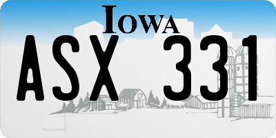 IA license plate ASX331