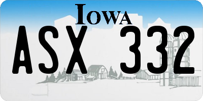 IA license plate ASX332