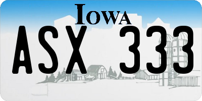 IA license plate ASX333