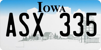 IA license plate ASX335
