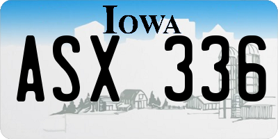 IA license plate ASX336