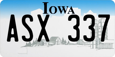 IA license plate ASX337