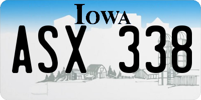 IA license plate ASX338