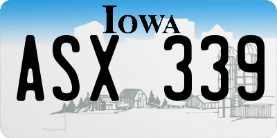 IA license plate ASX339