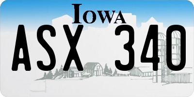 IA license plate ASX340