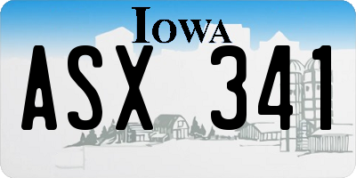 IA license plate ASX341