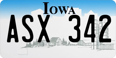 IA license plate ASX342