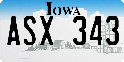 IA license plate ASX343