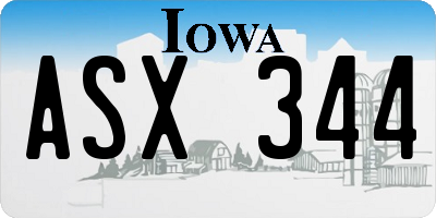 IA license plate ASX344