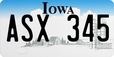 IA license plate ASX345