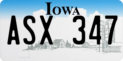 IA license plate ASX347