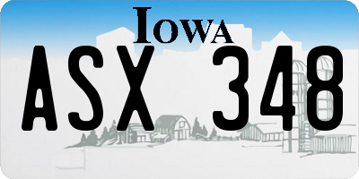 IA license plate ASX348
