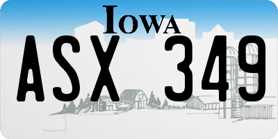 IA license plate ASX349