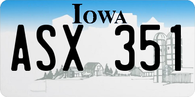 IA license plate ASX351