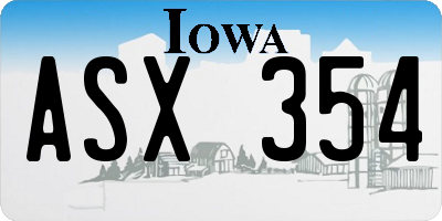 IA license plate ASX354
