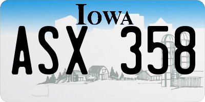 IA license plate ASX358