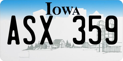 IA license plate ASX359