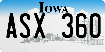 IA license plate ASX360