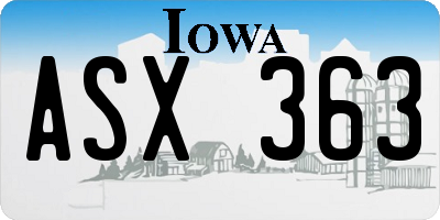 IA license plate ASX363