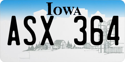 IA license plate ASX364