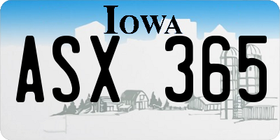 IA license plate ASX365