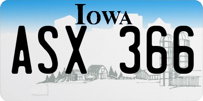 IA license plate ASX366