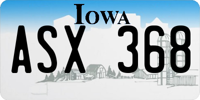 IA license plate ASX368
