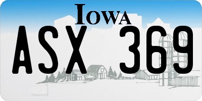 IA license plate ASX369
