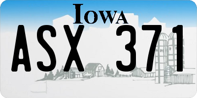 IA license plate ASX371