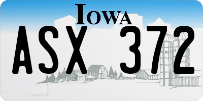 IA license plate ASX372