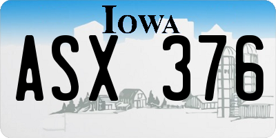 IA license plate ASX376