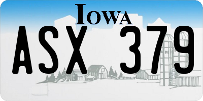 IA license plate ASX379