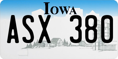 IA license plate ASX380
